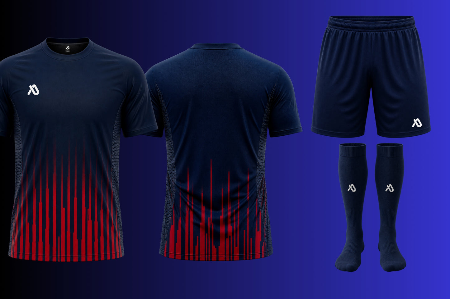 Navy Blau/Rot Trikot set