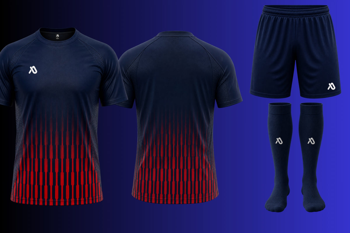 Navy Blau/Rot Trikot Set 2