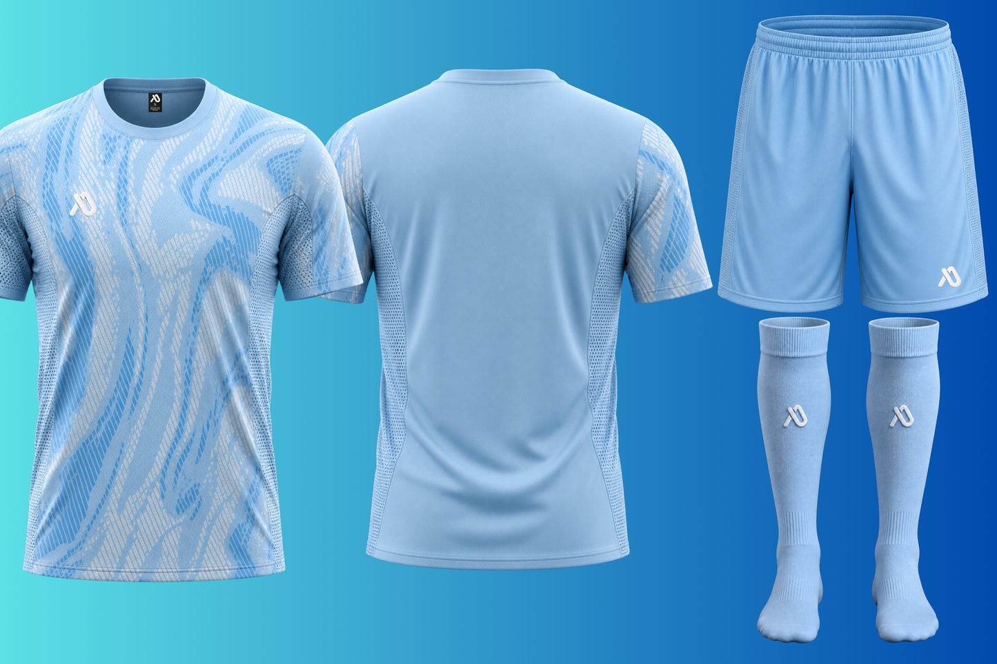 Hellblau/Weiß Trikot set